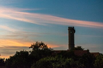 sunset over the village