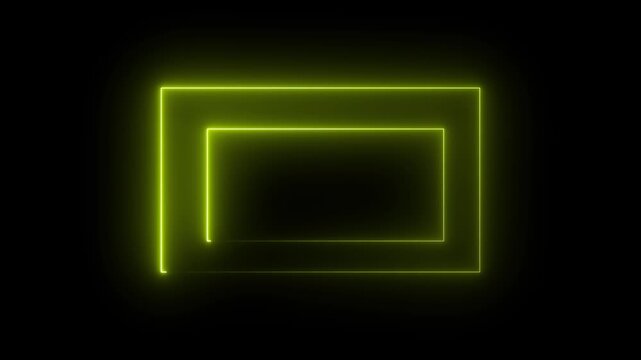 Animation of glowing neon rectangles abstract background. abstract glowing neon rectangle border frame. Square rectangle picture frame with two tone neon color motion graphic. 
