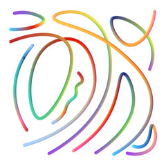 Abstract digital art featuring a concept of vibrant, flowing, colorful lines creating a dynamic, swirling pattern against a clean white background