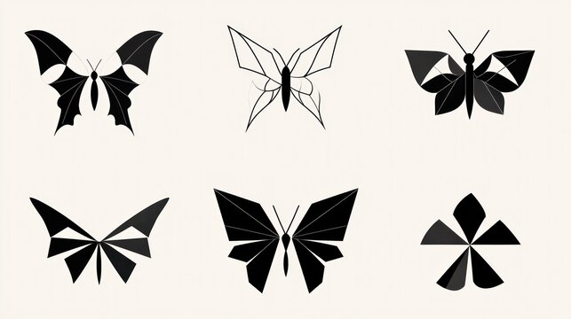 Abstract geometric butterfly silhouettes