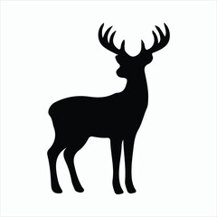 Obraz premium A stylized vector silhouette of a wild deer or reindeer with antlers, suitable for a Christmas or nature illustration