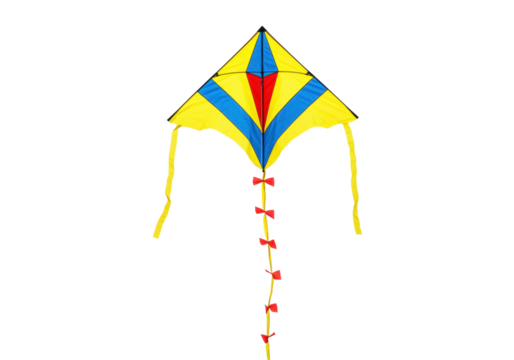Isolated kite with yellow and blue design for outdoor recreational children's activity