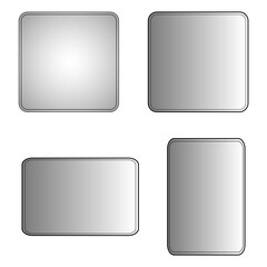 光沢のある角丸長方形のメタリックボタン・フレーム・セット