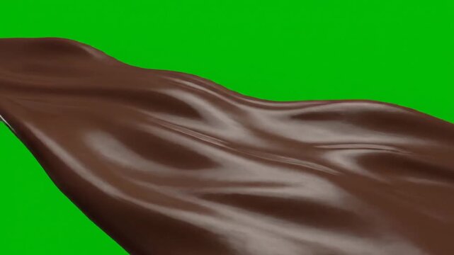 flood of chocolate on green screen 