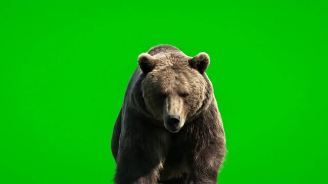 brown bear on green screen background