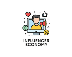 Influencer economy icon vector design illustration.