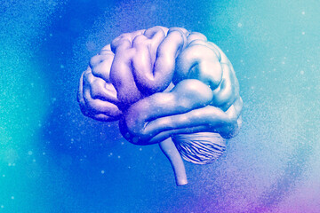 AI and Human Brain Concept: 3D Illustration of Digital Intelligence and Future Technology