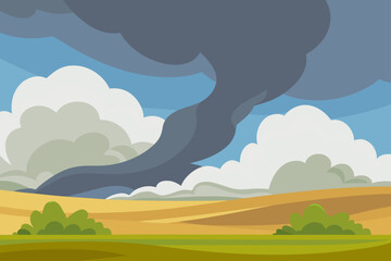 Fototapeta premium Storm clouds over open prairie landscape vector illustration