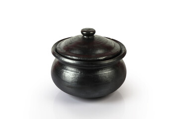 Indian traditional clay earthen pot for cooking with lid