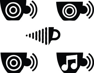 Clean black and white vector illustration of cup  icons like.eps