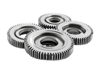 Stack of four shiny metallic gears