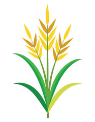Rice/Wheat Plant Icon Isolated on White Background