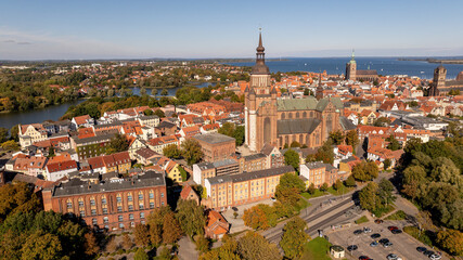 Panorama of the Hanseatic city of Stralsund on the Baltic Sea
