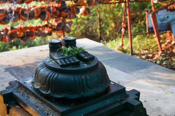 A sculpture of god Ram's foot in Hanuman temple