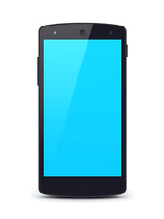 simple black smartphone flat design blue screen shown mobile phone