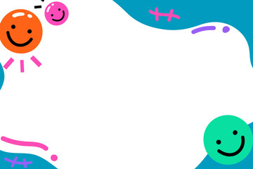 Happy emoticon frame background, colorful design