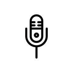 Simple blackandwhite line drawing of a microphone, suitable for musicthemed designs, podcast graphics, or soundrelated projects. Great for promotional materials.