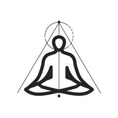 Minimalist yoga pose in triangle and circle shapes. Perfect for branding, meditation content, and graphic design projects.