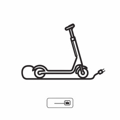 Simple electric scooter outline with a plug for various uses like tech blogs, urban transportation concepts, ecofriendly illustrations, or design projects.