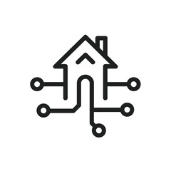 House icon designed with circuit board connections. Perfect for technologyrelated concepts, smart home systems, internet of things, and futuristic designs.