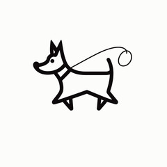 Minimalist black and white dog illustration suitable for petrelated businesses, logos, and animalthemed designs, elegant and versatile.