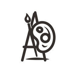 Easel palette and paintbrush design suitable for stationery, art supplies, painter, artist logo, art studio branding, and creative projects.