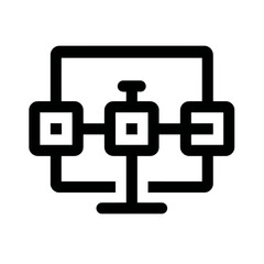 Computer network icon showing data flow connections, suitable for technologyrelated designs, network systems illustrations, and digital concepts.