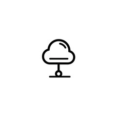Simple black cloud computing network icon on white. Suitable for technology websites, presentations, and educational materials related to cloud computing.