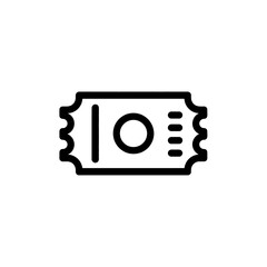Simple black and white ticket outline perfect for event invitations, vouchers, design elements, or themed party decorations and graphics.