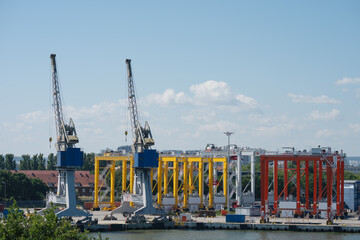 Seaport in Poland.
Cranes in the seaport.
Seaport. Industrial landscape