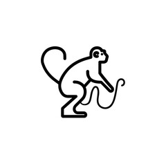 Obraz premium Stylized line drawing of a monkey with a curled tail and rope.