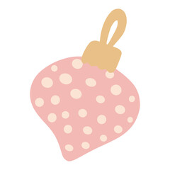 Pink polka dot heart christmas ornament illustration