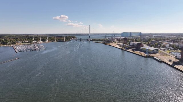 view of the river and the historic city of Stralsund. Baltic Sea Germany