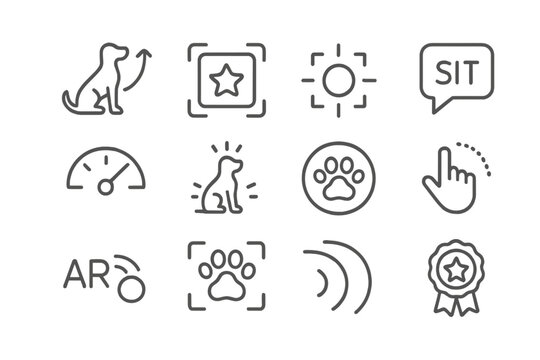 Action panel command training reward ar tracker icon guidance response pet vector