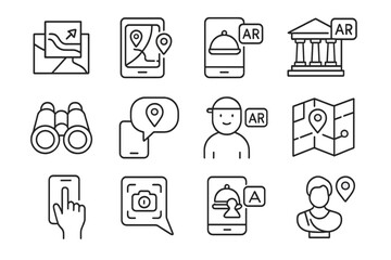 Vector interest smart travel object tips interface icon ar icons story overlay