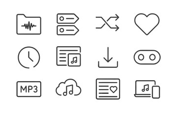 Grid panel plays cloud badge recent track icons vector audio downloaded icon