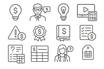 Budgeting icons vector checklist alert badge expert education tips financial finance icon