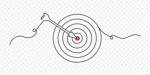 Round Single line target. Line art style. Continuous one line drawing target with arrow