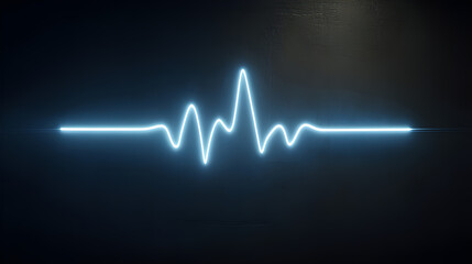 Dynamic pulse line with neon glow on dark backdrop conveying energy, rhythm, and vital signs for medical, technology, or health related projects