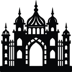 Intricate Eastern Temple Silhouette Ornate Archway Decorative Domes Architectural Structure Traditional Asian Style