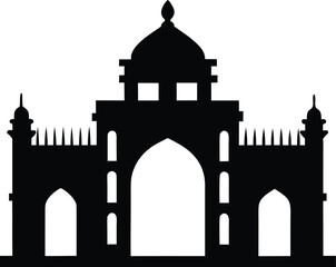 Historical Entrance Gate Silhouette Vector Illustration Design Old Architecture Ancient Building Archway Castle Portal Facade Outline Graphic