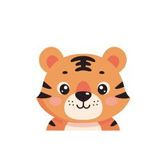 Fototapeta premium Cute tiger face vector icon. Adorable cartoon wild cat head illustration.