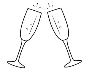 Continuous Line Cheers Glasses Vector Design