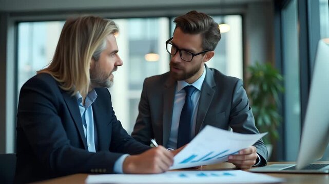 Executive in modern office reviewing urgent tariff report grim expression analyzing graphs import duty spikes illustrating potential business risk under evolving trade constraints in  Photo Stock  Con