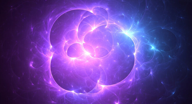 An enchanting fractal composition showcasing a harmonious blend of purple and blue tones, evoking a sense of wonder and inviting exploration of its intricate details
