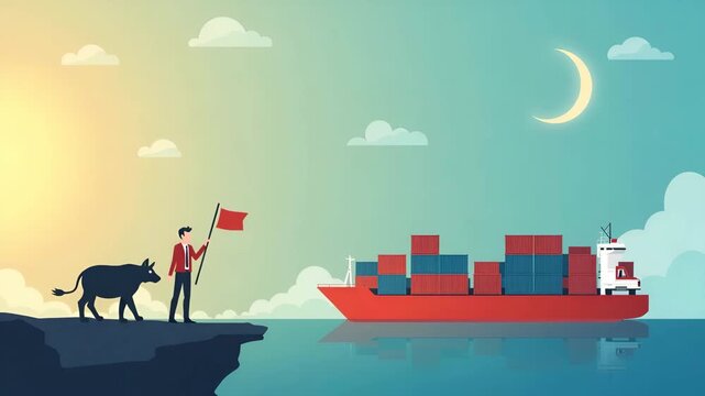 Supply chain managers responding to import cost hike scenarios by recalculating procurement budgets and negotiating favorable shipping terms in  Photo Stock  Concept  and empty space on the left side