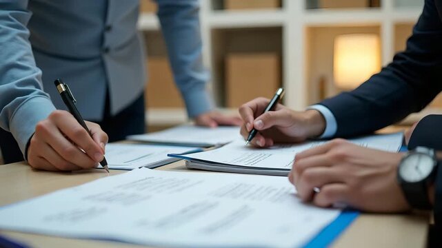 Customs brokers facilitating product duty Canada assessments by classifying goods calculating levy amounts and preparing duty payment filings under CRA regulations in  Photo Stock  Concept  and empty 