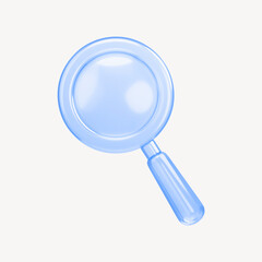 Magnifying glass icon, 3D rendering illustration