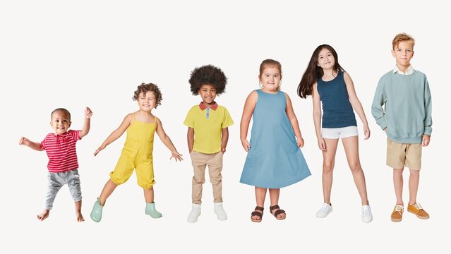 Child development, isolated on off white