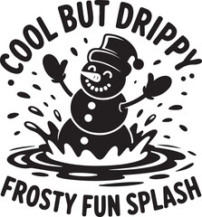 Fototapeta premium Black and white illustration of a melting snowman in a Religious Symbol splash water